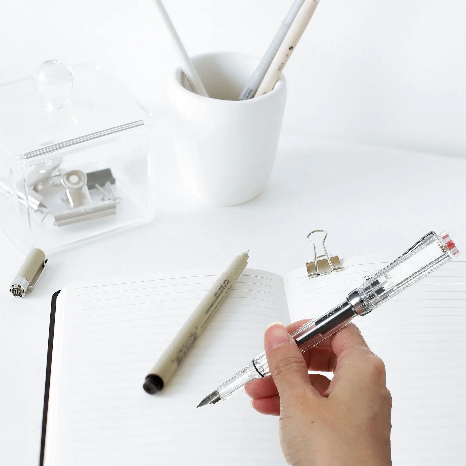 Transparent Fountain Pen Lightweight Portable Compact Design for Daily Writing Calligraphy Art Graffiti Journaling Office School