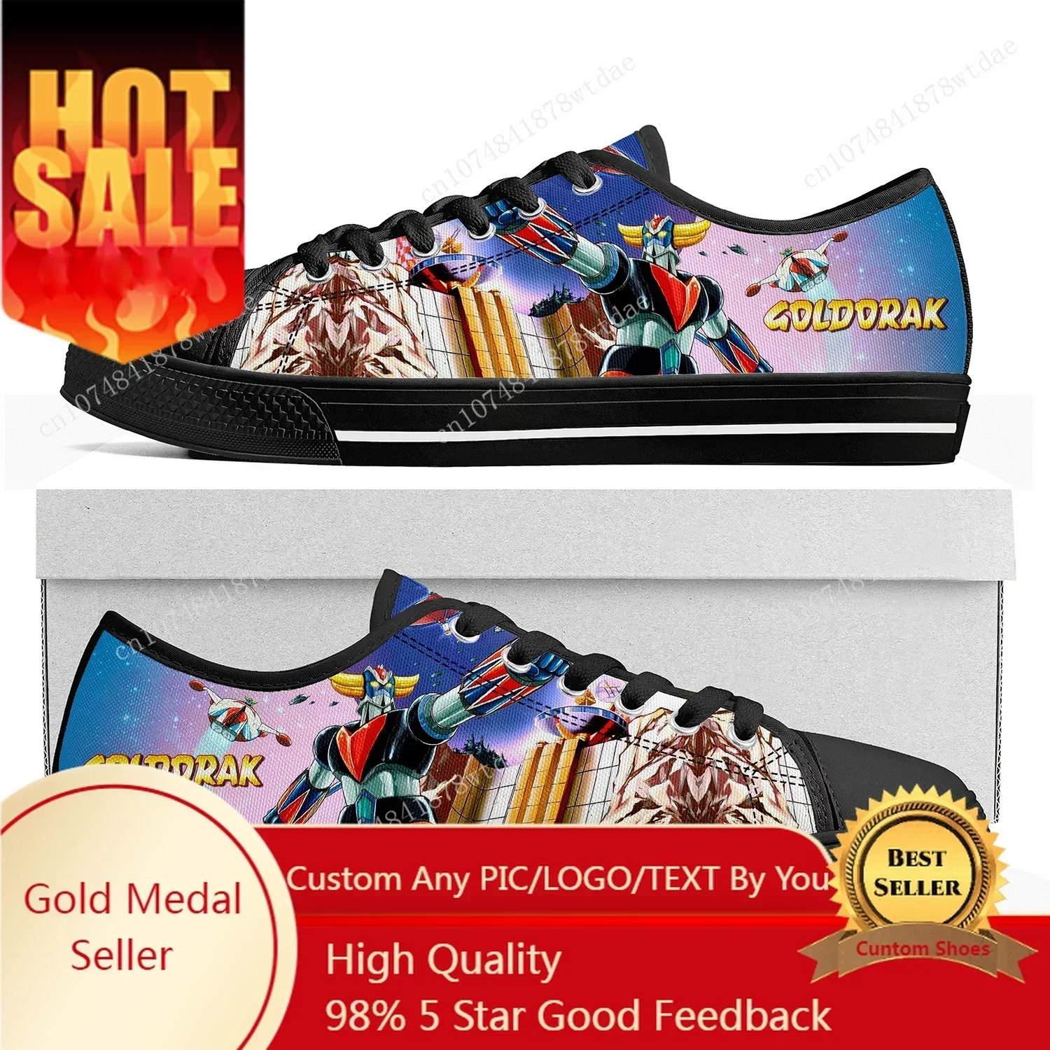 UFO Robot Goldrake Grendizer Low Top Sneakers Womens Mens High Quality Canvas Sneaker Casual Cartoon Customize Shoes