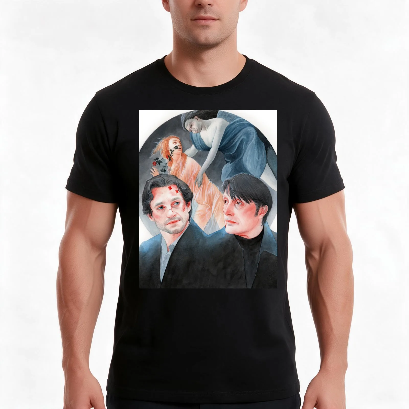 Dolce / Hannibal S3E06 / Hannigram Watercolor T-Shirt Summer Casual Cotton Tee Oversized Streetwear Tops Unisex Men Women