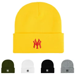 MEN youth Embroidered NEW YORK MY letters Knit Cap Beanies Knitted hats Winter thick caps Women Unisex Female Warmer Bonnet hat