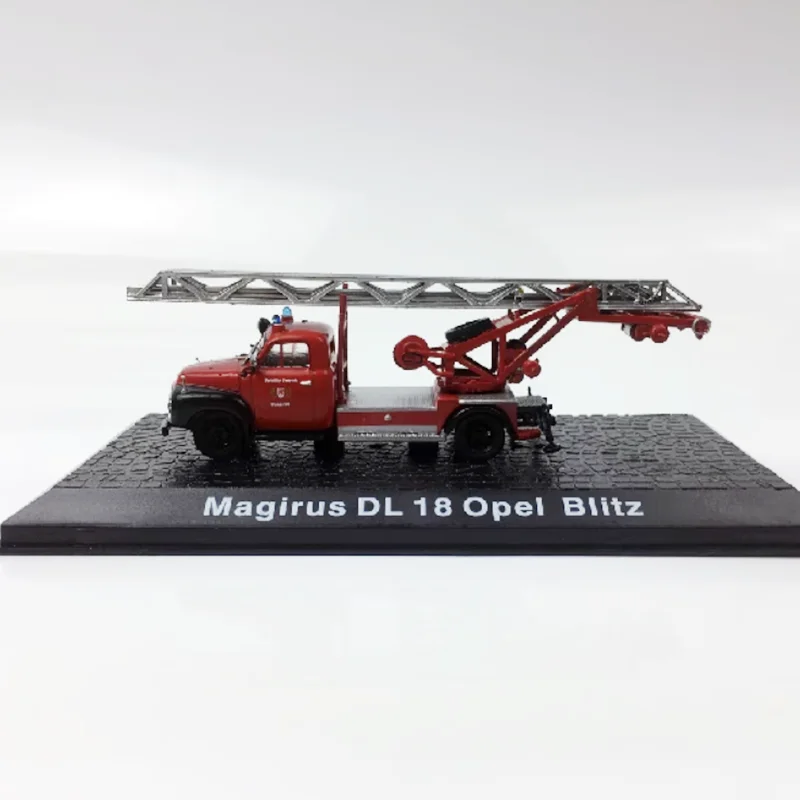 Diecast escala 1:72 Magirus DL 18 Opel Blitz motor de bomberos modelo de coche de aleación colección de simulación terminada decoración exhibición de regalo