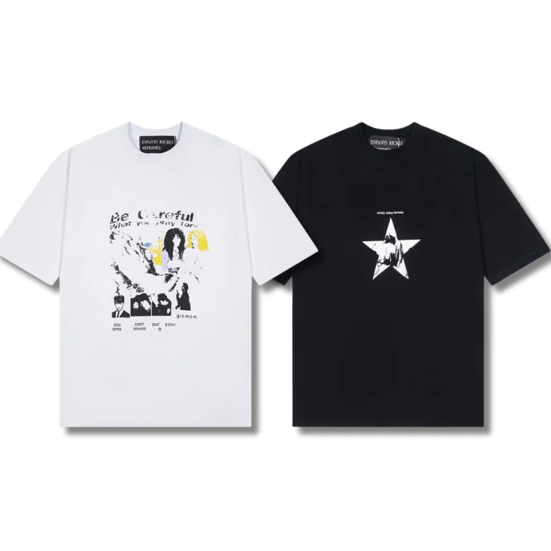 

ERD T-shirt American High Street Portrait Letter Print Summer Hip Hop Men's Women's Loose Casual Short-sleeved Tshirt