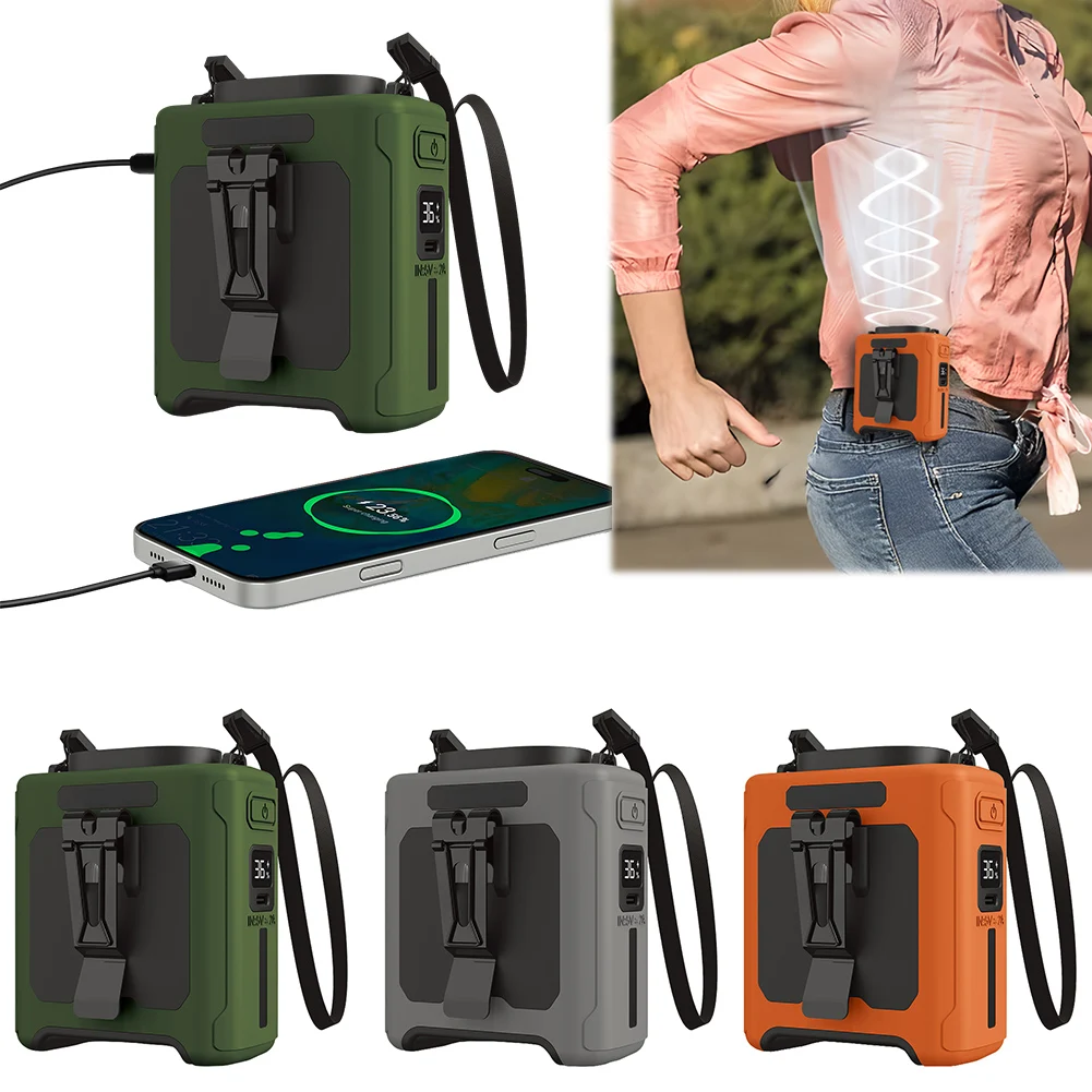 

Портативный носимый поясной вентилятор со светодиодной подсветкой, подвесной шейный вентилятор с блоком питания, 5-скоростной вентилятор с сильным воздушным потоком для работы на открытом воздухе