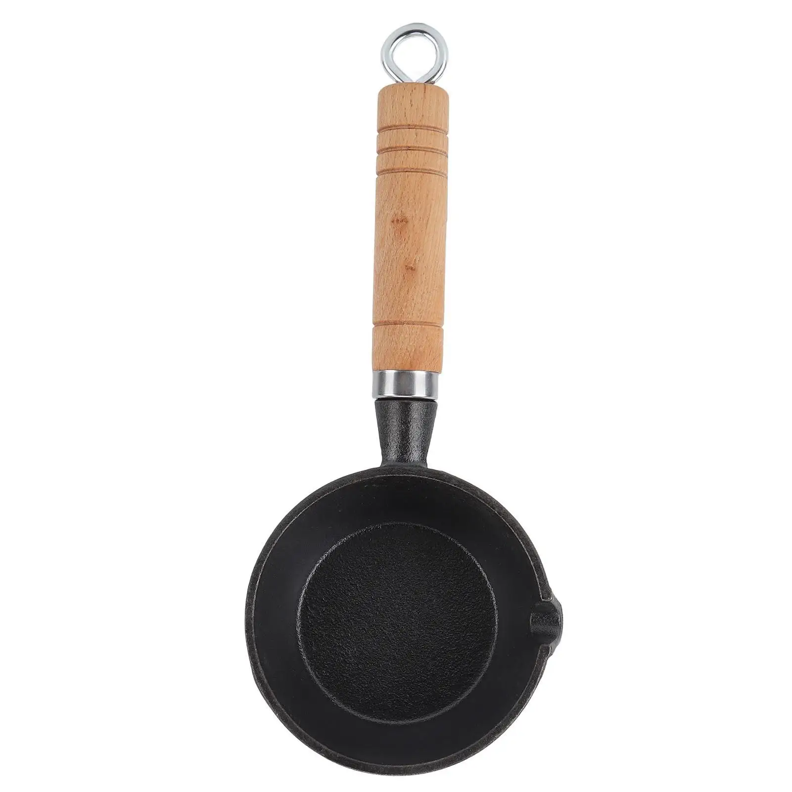 

Pre-Seasoned Mini Cast Iron Skillet with Wood Handle - Easy Clean, Uniform Heating for outdoor Cooking