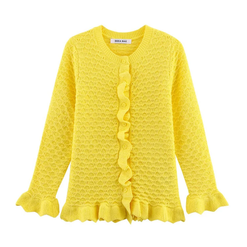 

Autumn New European and American Women's Fashion Street Style Layered Decorative Long Sleeve Knitted