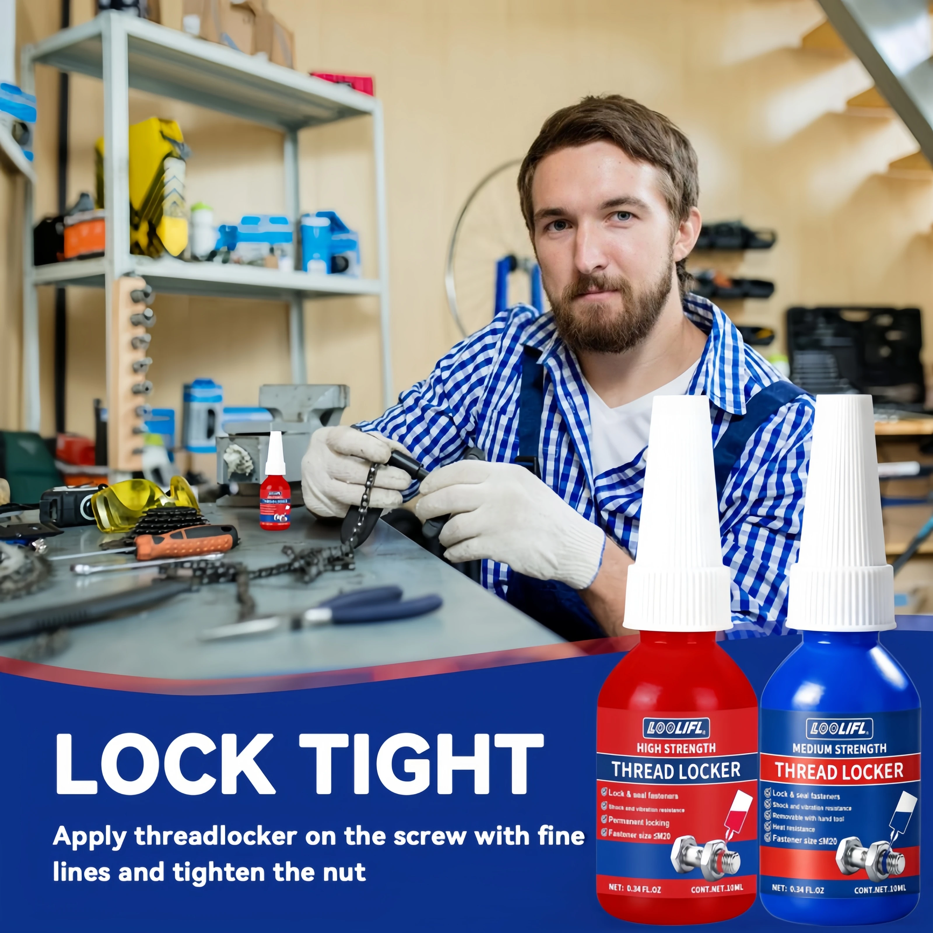 1/3/5/7Pcs 243 271 Thread Locking Adhesive Anaerobic Sealant, Medium-High Strength, Oil-Resistant, High-Temperature Resistant, Blue, Removable Type
