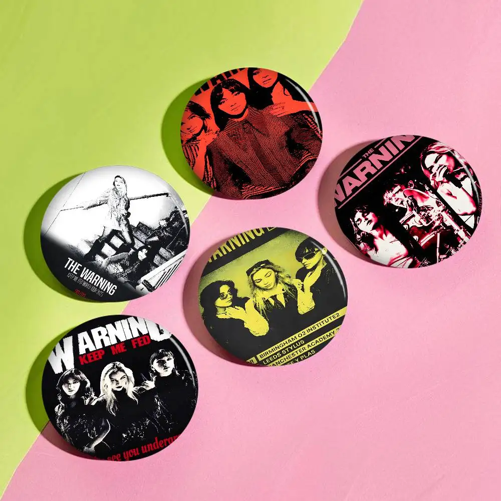 Rock Band The W-Warning Creative Pins Funny Faces Round Snap-in Brooch Badge Backpack Hat Accessories Jewelry Gifts