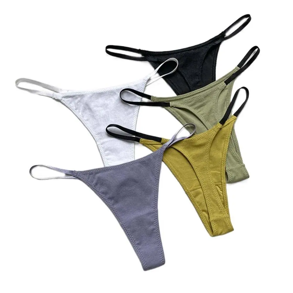 Fashion Thin Strap T-Back Thongs Underpants Cotton Crotch Seamless Panties Lingerie Underwear Low Waist T Pants Girls