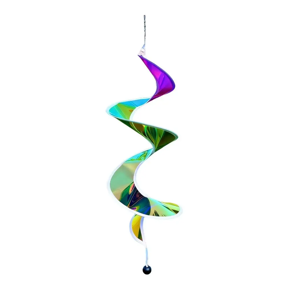 Colorful Wind Strips Outdoor Hanging Decorations Rainbow Spiral Plastic Material Rotating Laser Wind Rotating Sequins