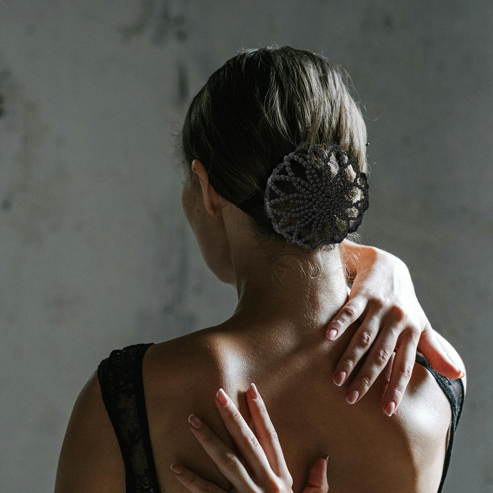 

Pearl Hair Net Crochet Flower Headband Bun Nets for Dancers Kids Party Accessories Child