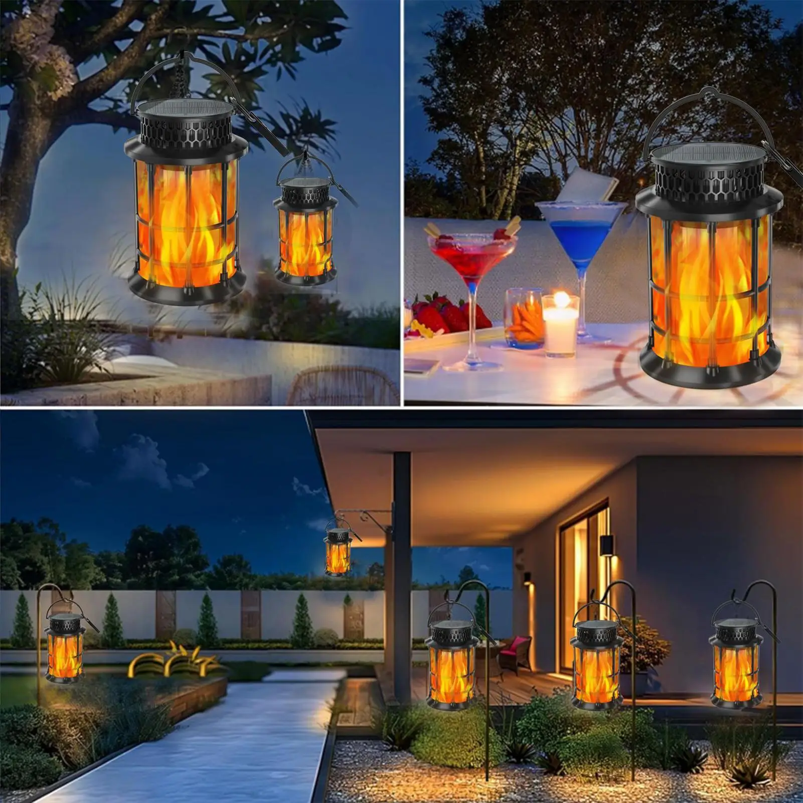 Solar Flame Lights Outdoor Solar Light Waterproof Energy-Efficient Lamp For Garden Porch Pathway Backyard Tree Patio Outdoor