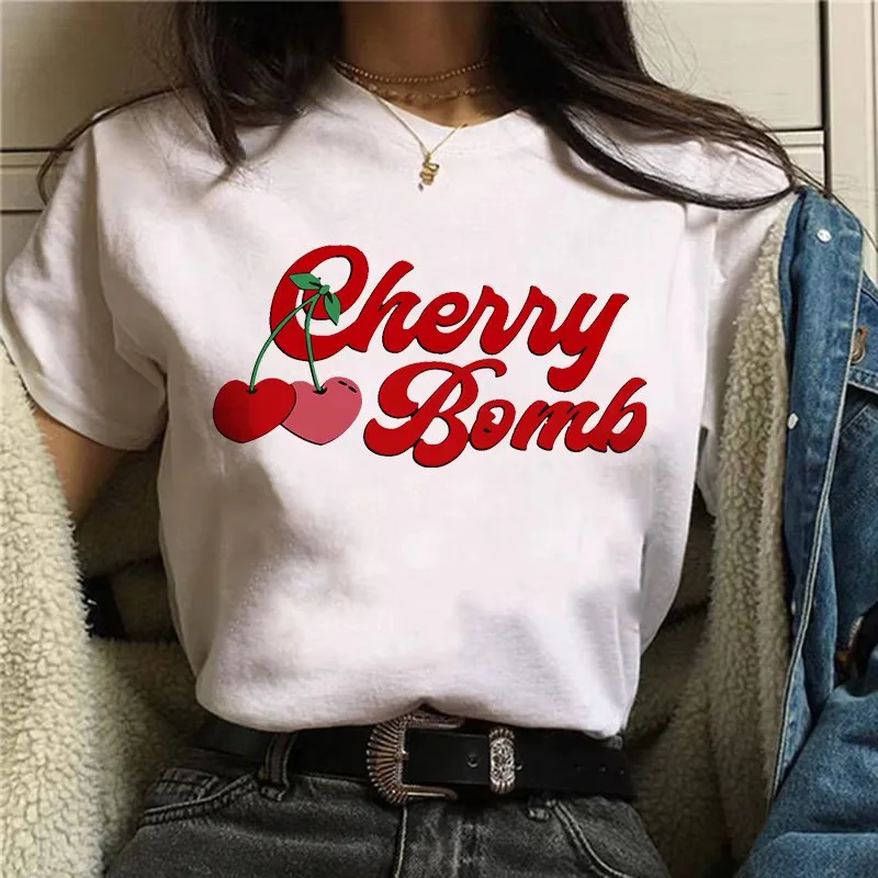 الكرز تي شيرت المرأة أنيمي اليابانية تي شيرت الإناث مضحك Harajuku الملابس