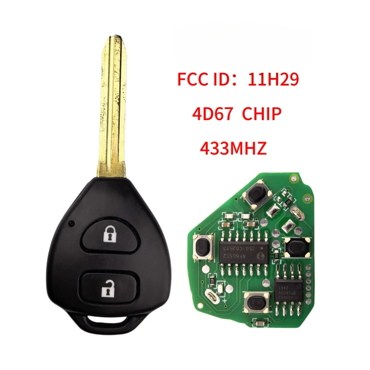 Jingxin FCC:11H29 Für Toyota RAV4 Corolla Europa 2006 2007 2008 2009 2010 2-Tasten Smart-Fernbedienung Autoschlüssel 433Mhz 4D67/G Chip – Detail 3