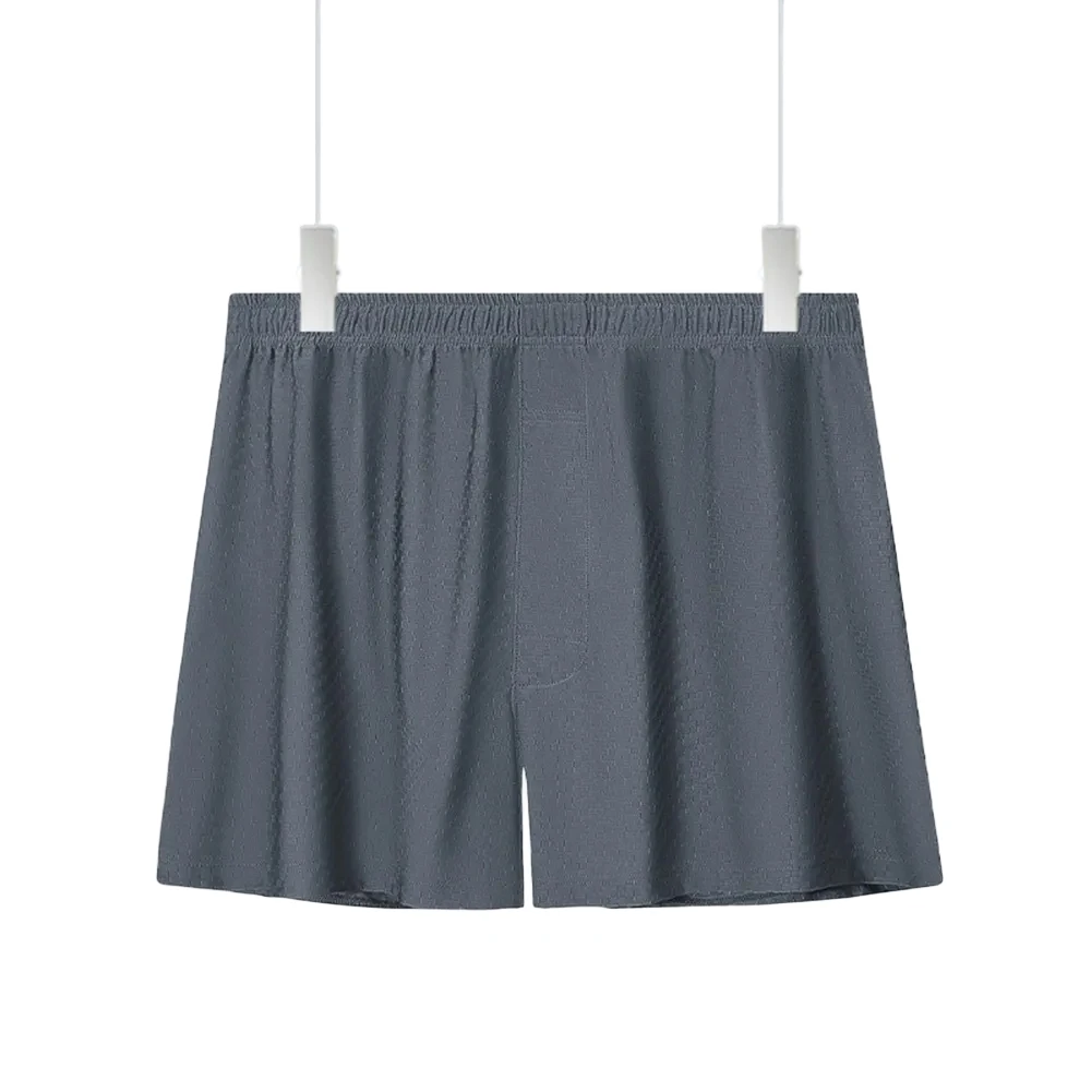 Elastic Waist Trunks Men Boxers Blue Classic Style Flat Corner Design Lightweight Material Mesh Fabric For Daily Wear
