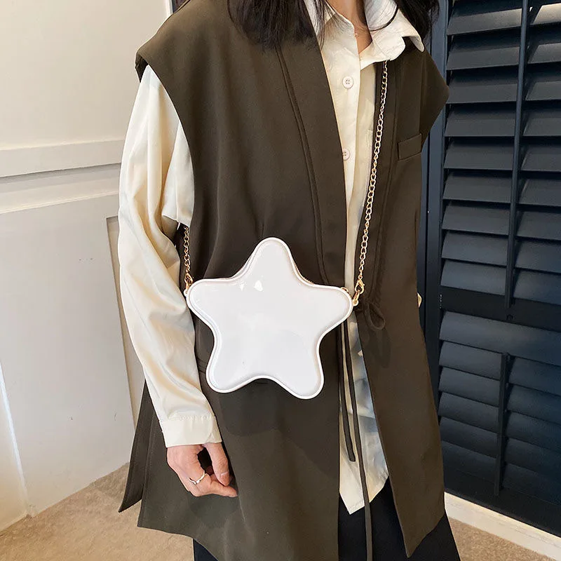 Women Small Shoulder Bag Five Star Shape Crossbody Messenger Bag Girls' Cute Chain Bag Mini  Fashion Purses and Handbags