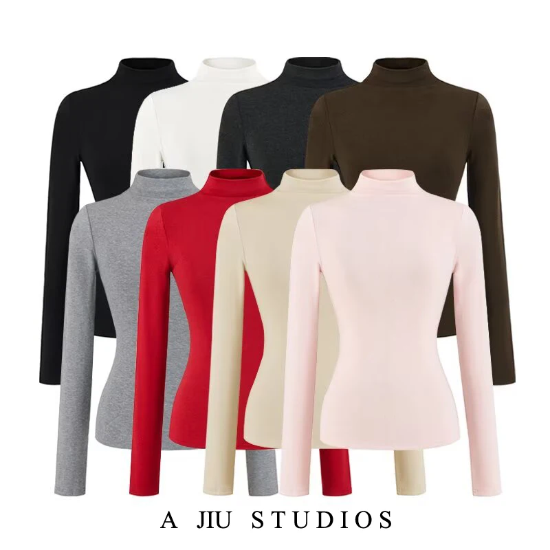 

Pure Desire Sle Women's Long Sve Fce T-irt High Waist ter Ne Base irt Spicy Girl Slim Fit Versatile Top