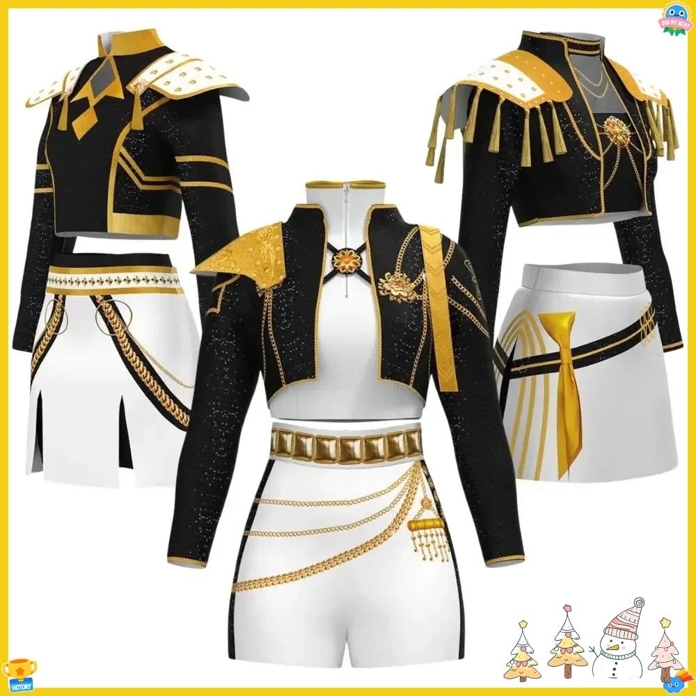 أزياء رومي زوي ميرا شيطان الصيادين Kpop التأثيرية للأطفال البنات ملابس مطبوعة ملابس لعب الأدوار بدلة كرنفال الهالوين