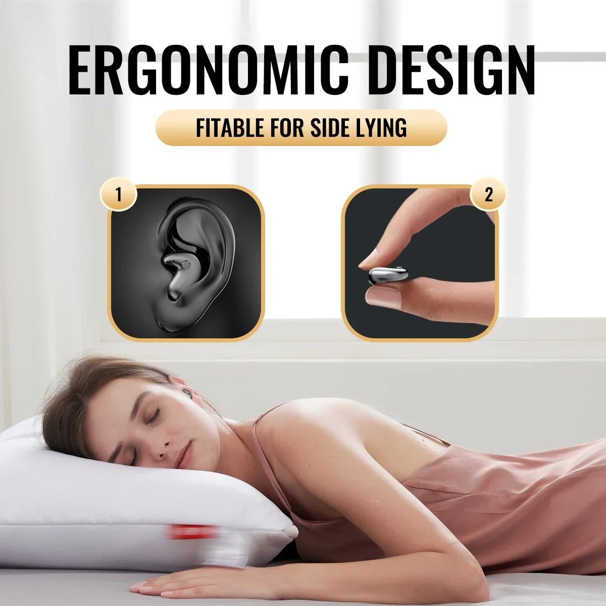 سماعات بلوتوث 5.3 سماعات أذن غير مرئية للنوم سماعات أذن لاسلكية داخل الأذن سماعات هاي فاي ستيريو للحد من الضوضاء لهواوي Bluetooth 5.3 Earphones Invisible Sleep Earbuds Wireless in-ear Headphones
