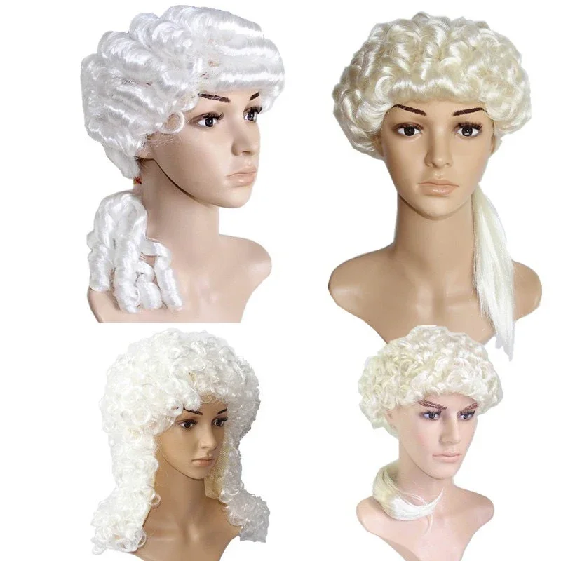 

Cosplay Europe Middle Ages Palace Nobles Daily Wear Wig Lawyer Judge Curly Silvery White Simulated Hair Baroque Full Wigs