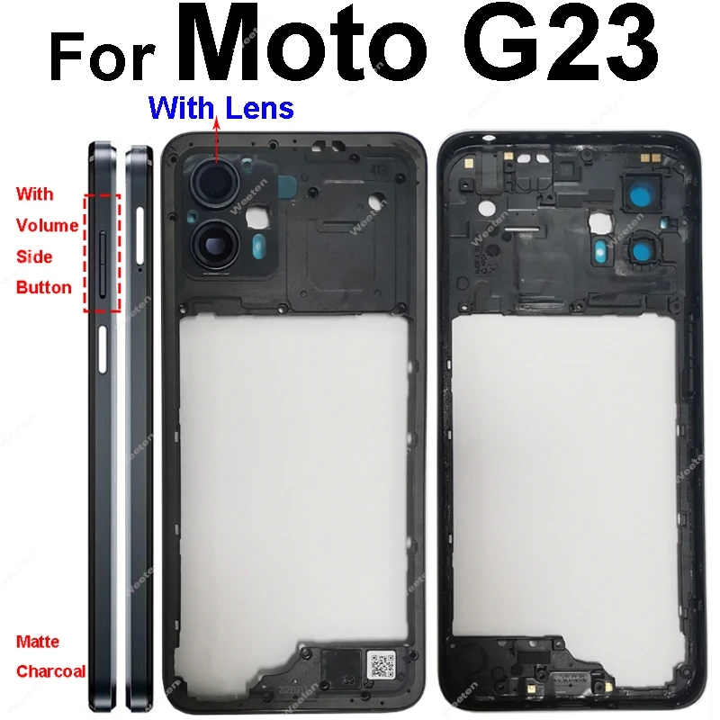 For Motorola MOTO G13 G23 Middle Frame Cover Middle Frame Bezel with Lens Frame Replacement Repair Parts