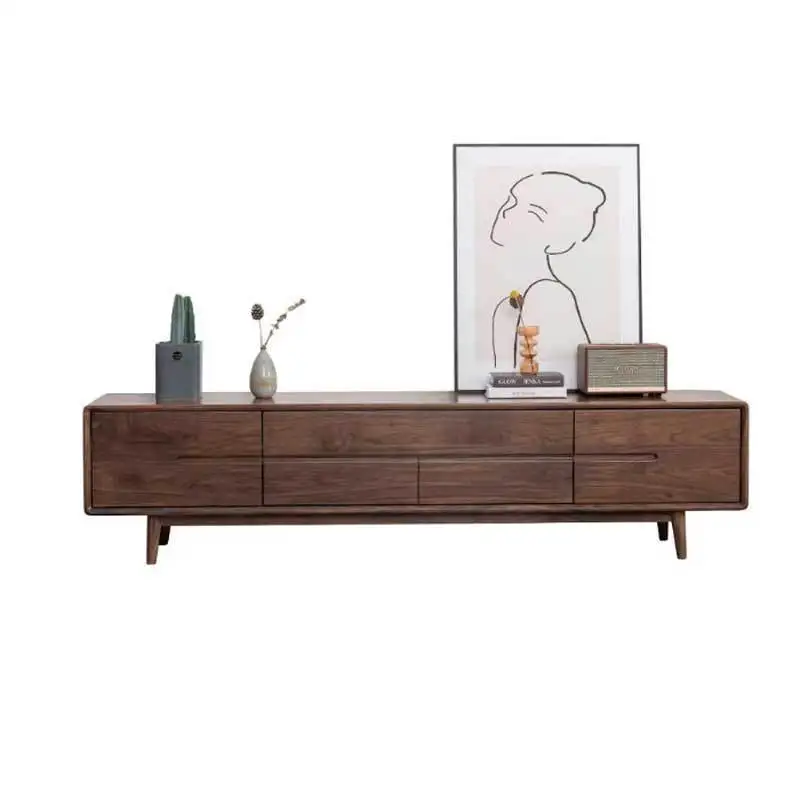 

Black walnut TV cabinet Solid wood Modern simple Nordic living room TV cabinet White oak bedroom floor cabinet