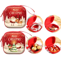 Tinplate Coin Purse Earphone Storage Bag Christmas Gifts Santa Claus Elk Pattern Coin Purse Key Coin Coin Bag Red Coin Purse