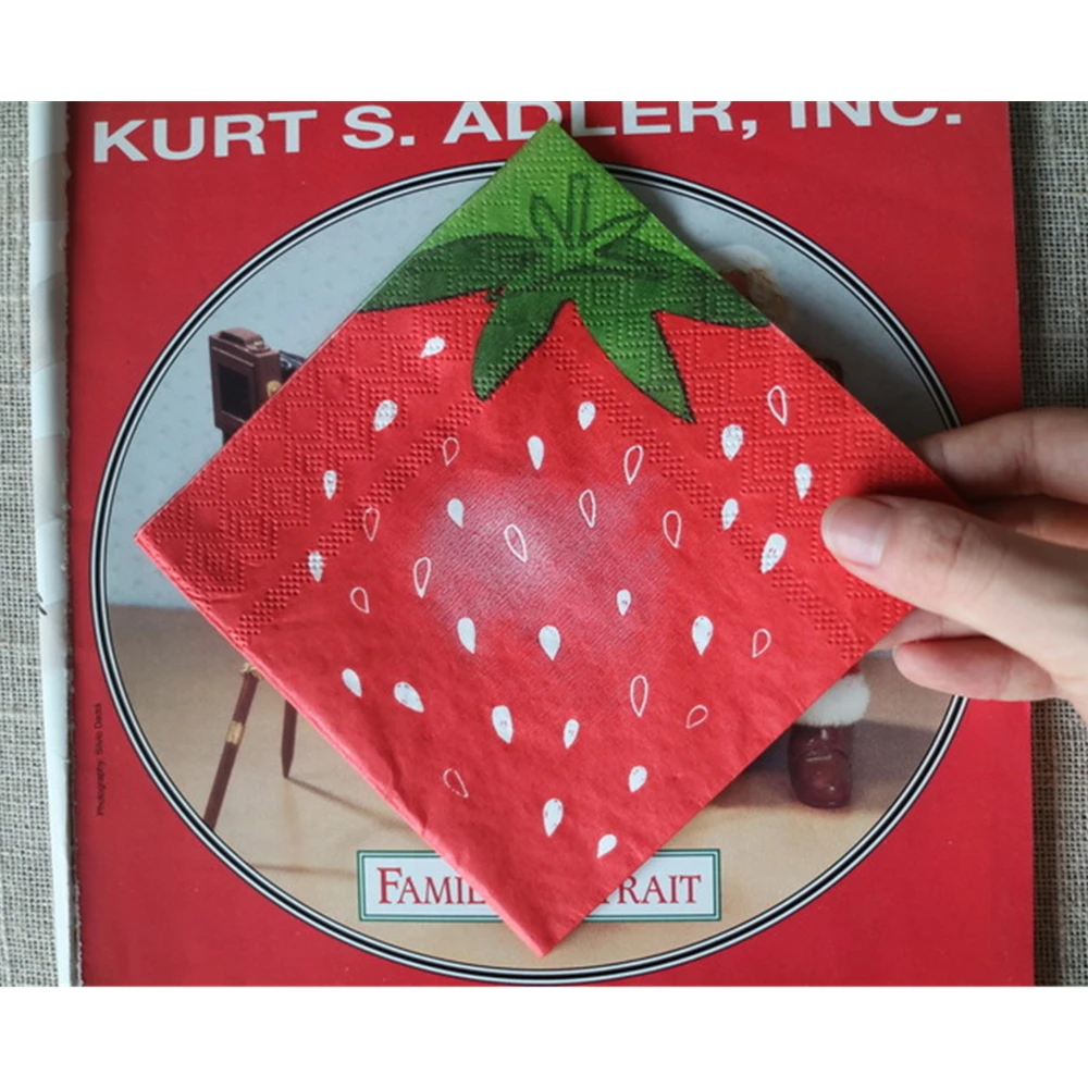 

10/20pcs 25cm Strawberry Paper Napkins Decoupage Table Servilletas Cute Fruit Theme Tissues Birthday Party Handkerchief Decor