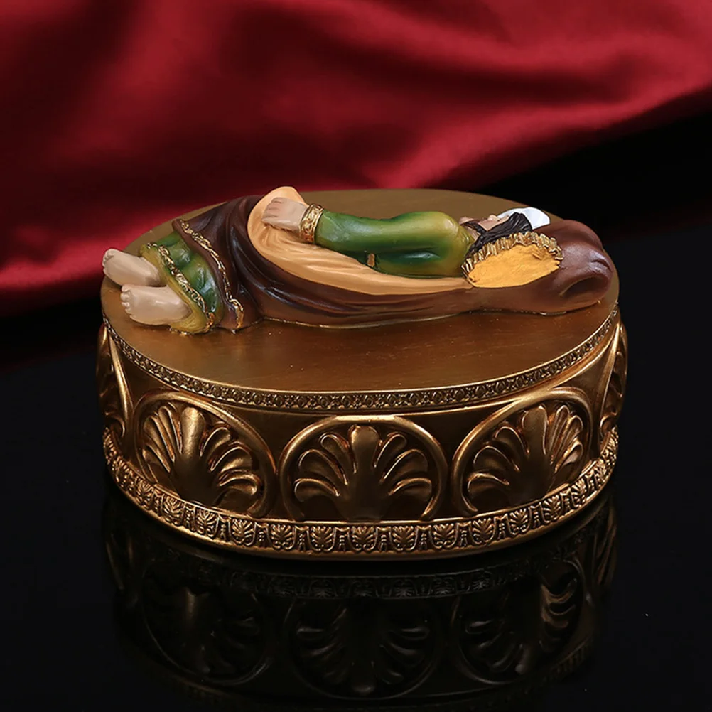 

Jewelry Box Resin Desktop Adornment Vintage Storage Case Dustproof Small Ring Earring Holder Craft Decor