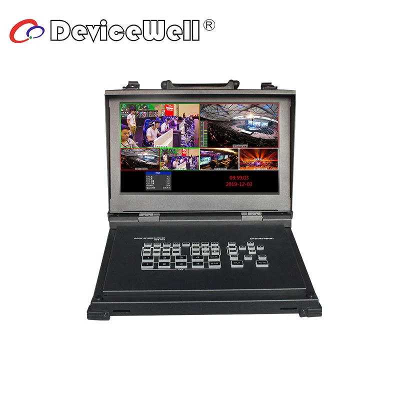 DeviceWell HDS9105 5-Channel Video Switcher 4 HD-MI + 1 DP Signal Inputs 5 Signals Switching Panel for Camera Live Broadcasting