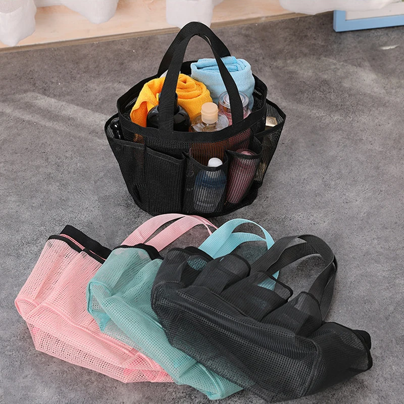 Beach bag Portable shower basket Foldable mesh bag for shower Fitness and swimming storage bag Large capacity portable mesh  bag