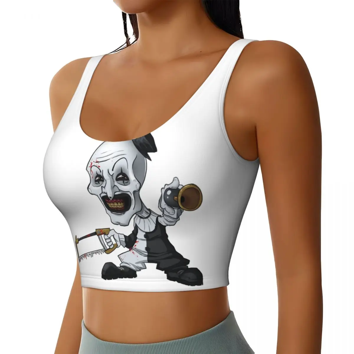 Custom Halloween Horror Movie Terrifiers High Impact Sports Bras for Women Seamless Workout Running Crop Tank Tops