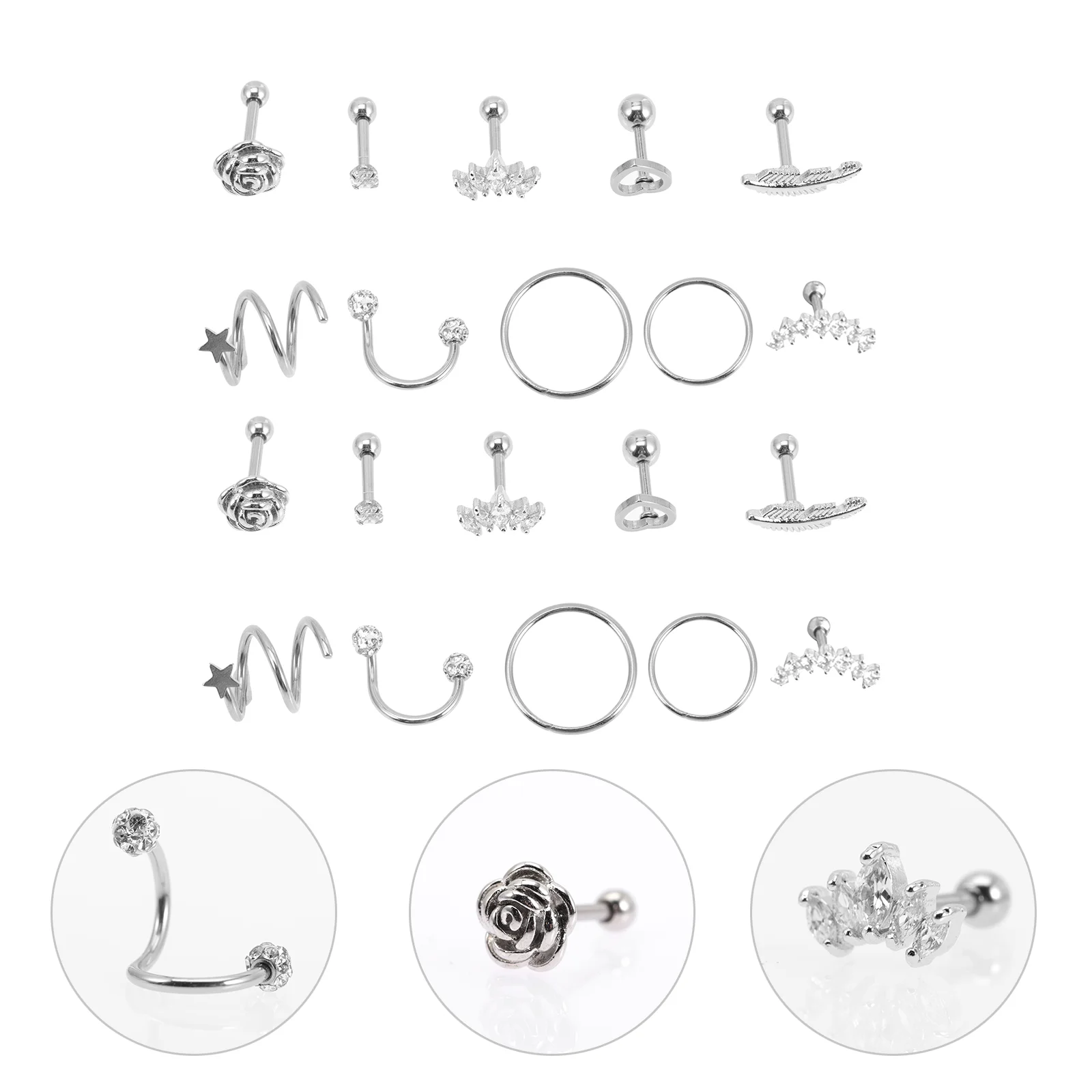 

Helix Piercing Jewelry Earring Earrings Hypoallergenic Studs Stainless Steel Screw Back for Women