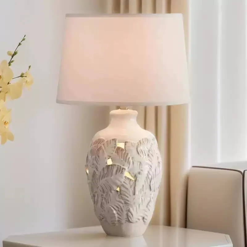Everbright Store Wabi-Sabi Style Ceramic Desk Lamp Nordic Vintage B&B Hotel Creative Unique Hollow Decoration