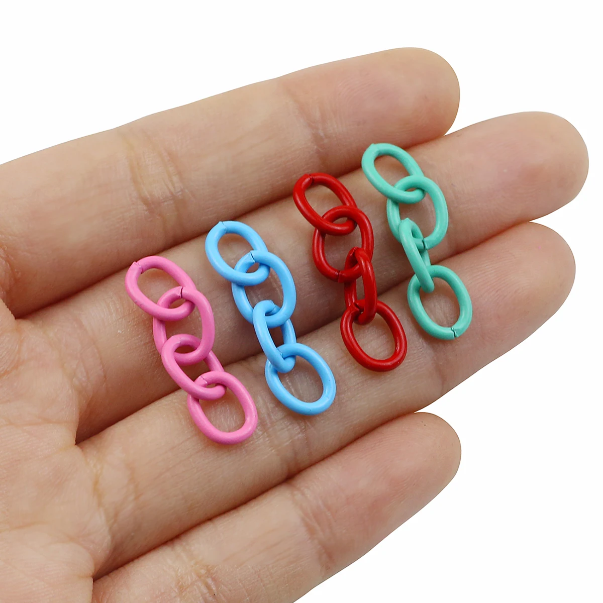 7*28mm 20/40/60Pcs Colourful Painted Four Section End Chain Keychain For DIY Bracelet Necklace Bag Jewelry Making Accessories