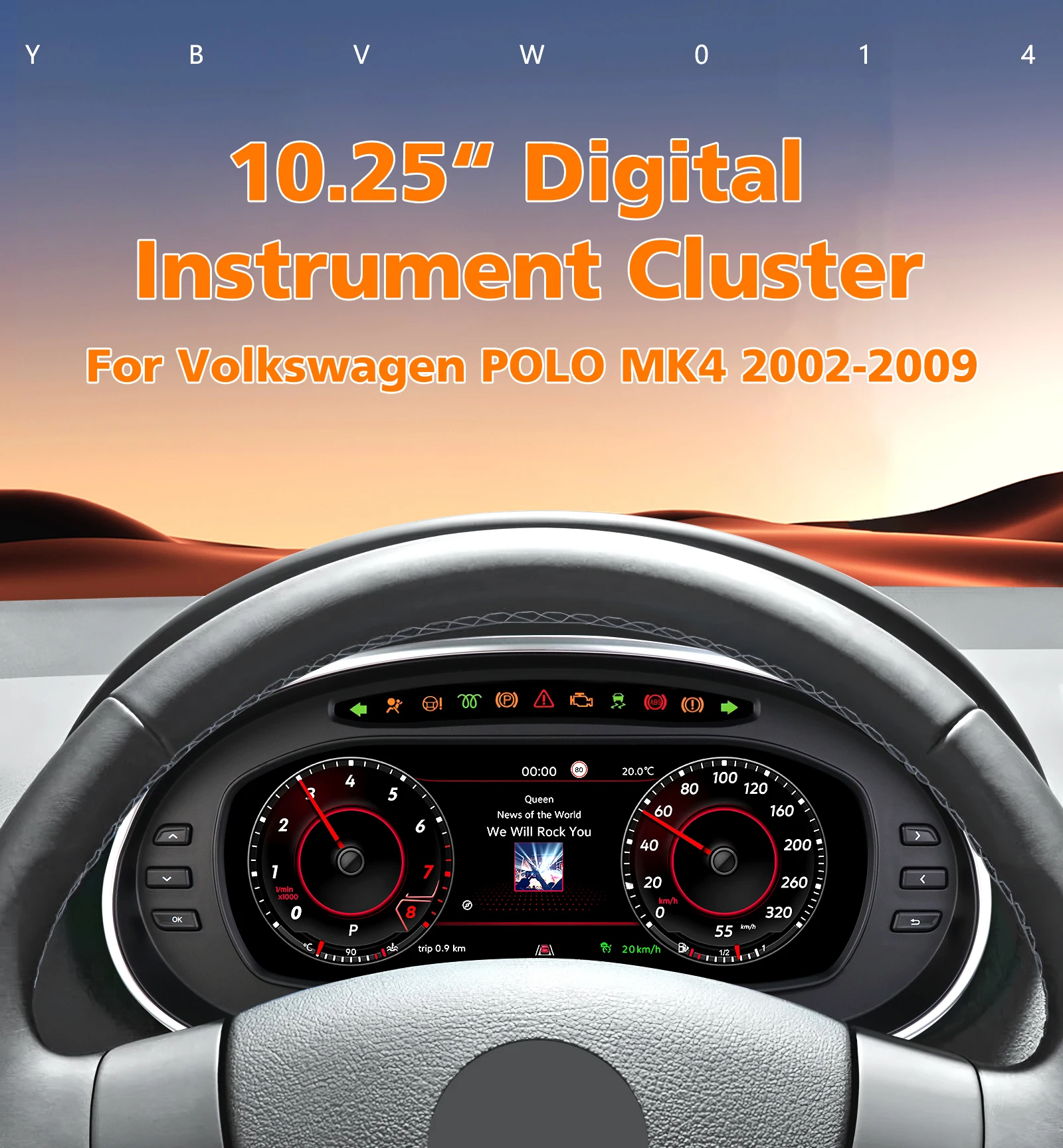 10,25-Zoll-Digital-Instrumentencluster für Volkswagen POLO MK4 2002-2009 Auto-LCD-Dashboard Tachometer Virtuelles Cockpit-Display Carplay