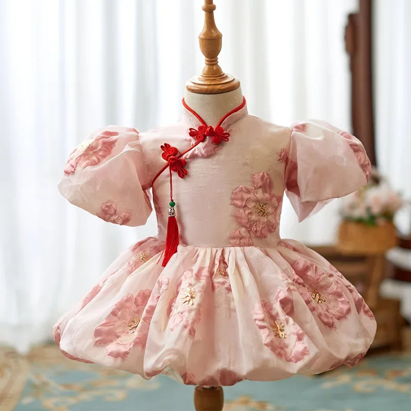 

Children's dress summer Chinese style Cheongsam qipao vintage dress for kids Flower girl princess tutu dress baby Party Clothes