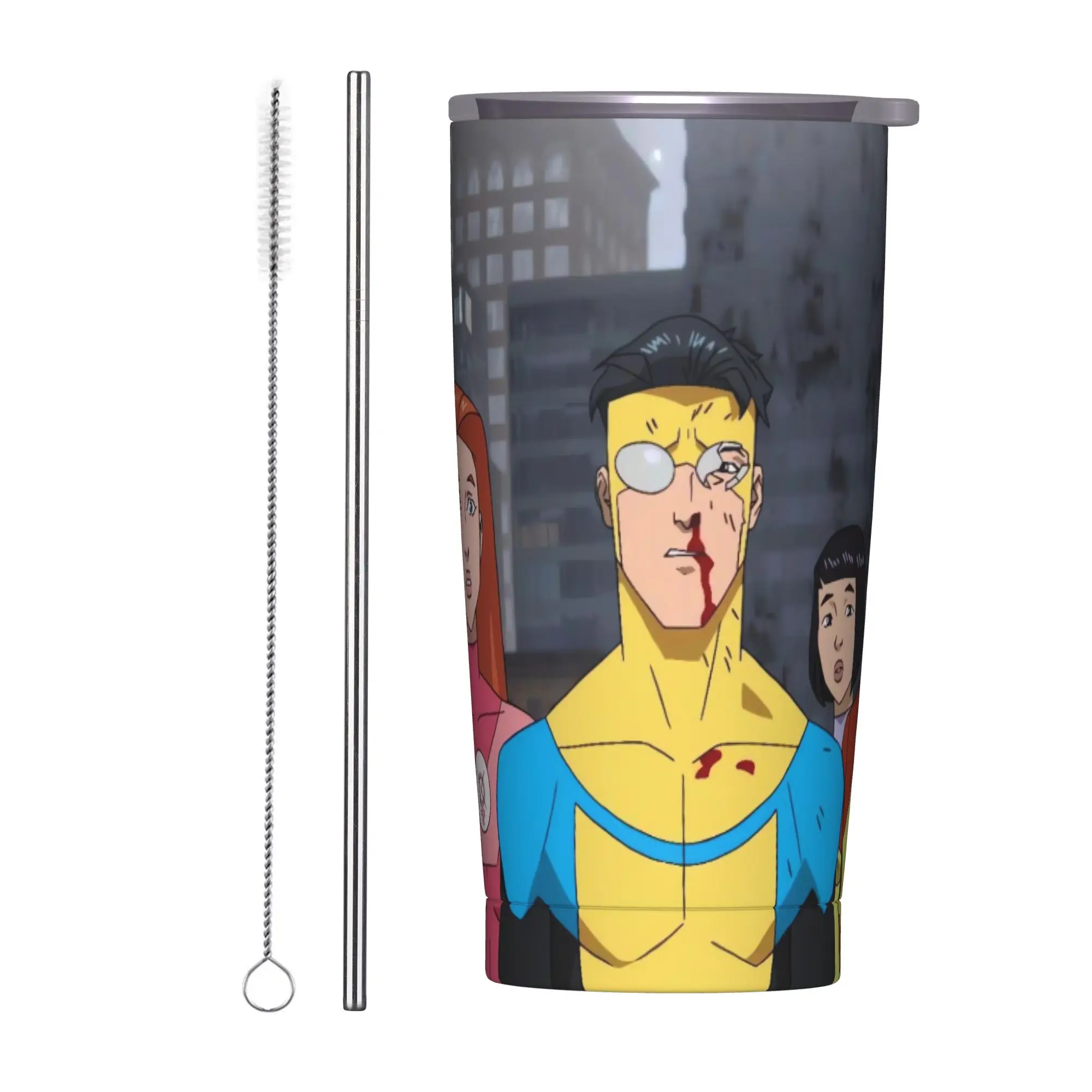 Anime Invincibles Tumbler  Cold Drink Keep Heat Stainless Steel Coffee Mug Graphic Car Mugs