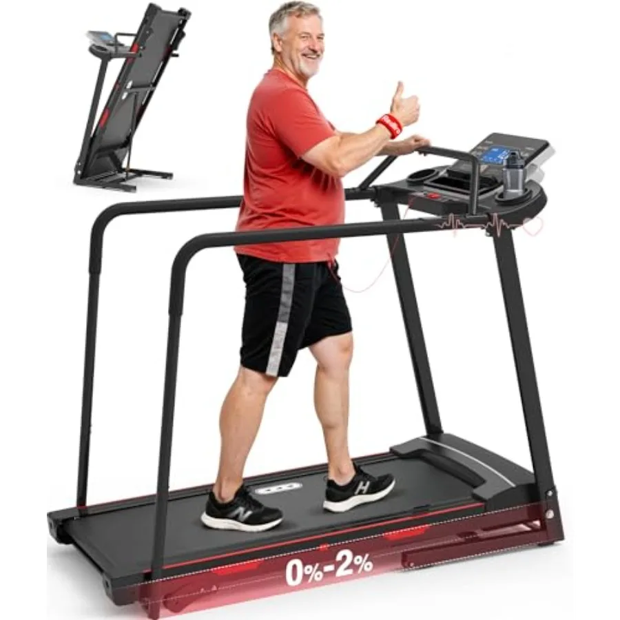 

Беговая дорожка для пожилых людей, складная - Беговая дорожка Ccity для пожилых людей с передними и длинными поручнями, нагрузка до 180 кг, наклон 0%-2%, для домашнего восстановления