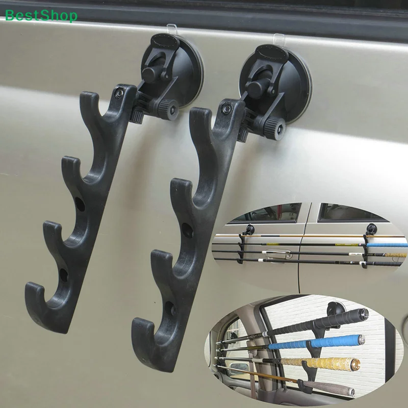 ★Suction Cup Fishing Rod Bracket Car Fishing Rod Holder Wall Mount Fishing Pole Rack With Suction Cup Fish Tackle Tools