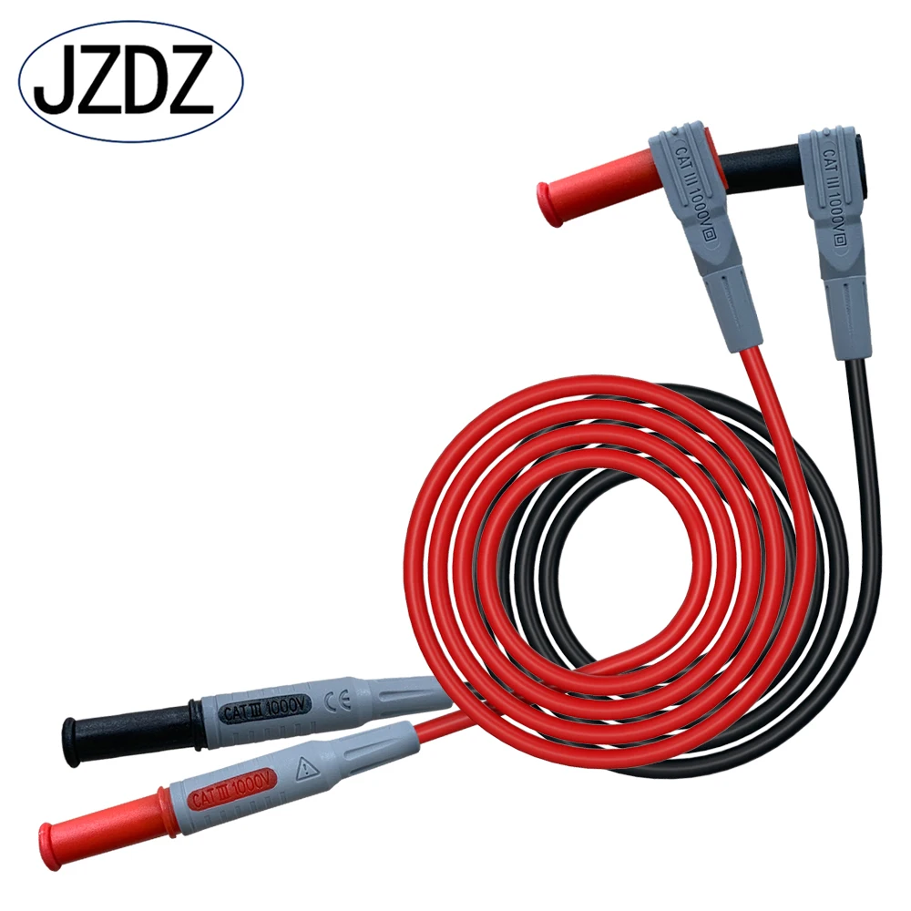 JZDZ 1 pair Multimeter Test Lead Safety Banana Plug 90 Degree To Straight  Multimeter Test Cable 100CM J.70041