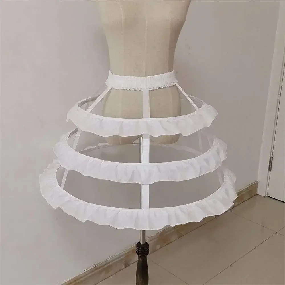 Women 4 hoop Cage Hoop Skirt Petticoats Underskirt Ruffle Crinoline Dress