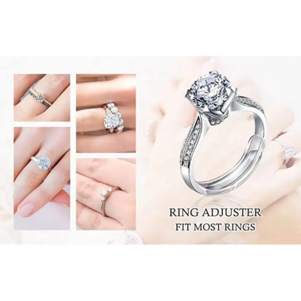 Silicone Invisible Tamanho do Anel Redutor, Guarda Tamanho Clipe Ajustador, Resizer Transparente, Alta Qualidade, 1 Conjunto, 8 Ajuste de Tamanho