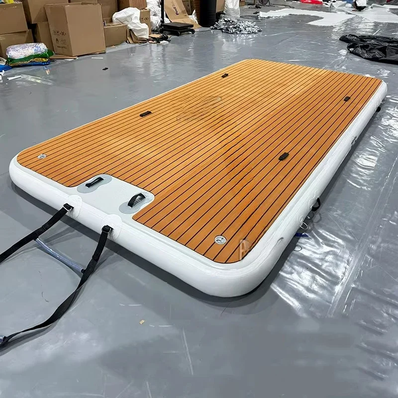 Customized size inflatable pontoon island inflatable pontoon platform with ladder