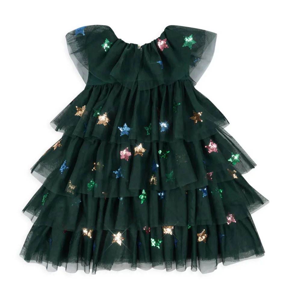 Girls Dress 2024 Fall And Winter New Bow Velvet Children\'s Dress Cotton Mesh Cute Christmas Princess Dress Children\'s Clothing