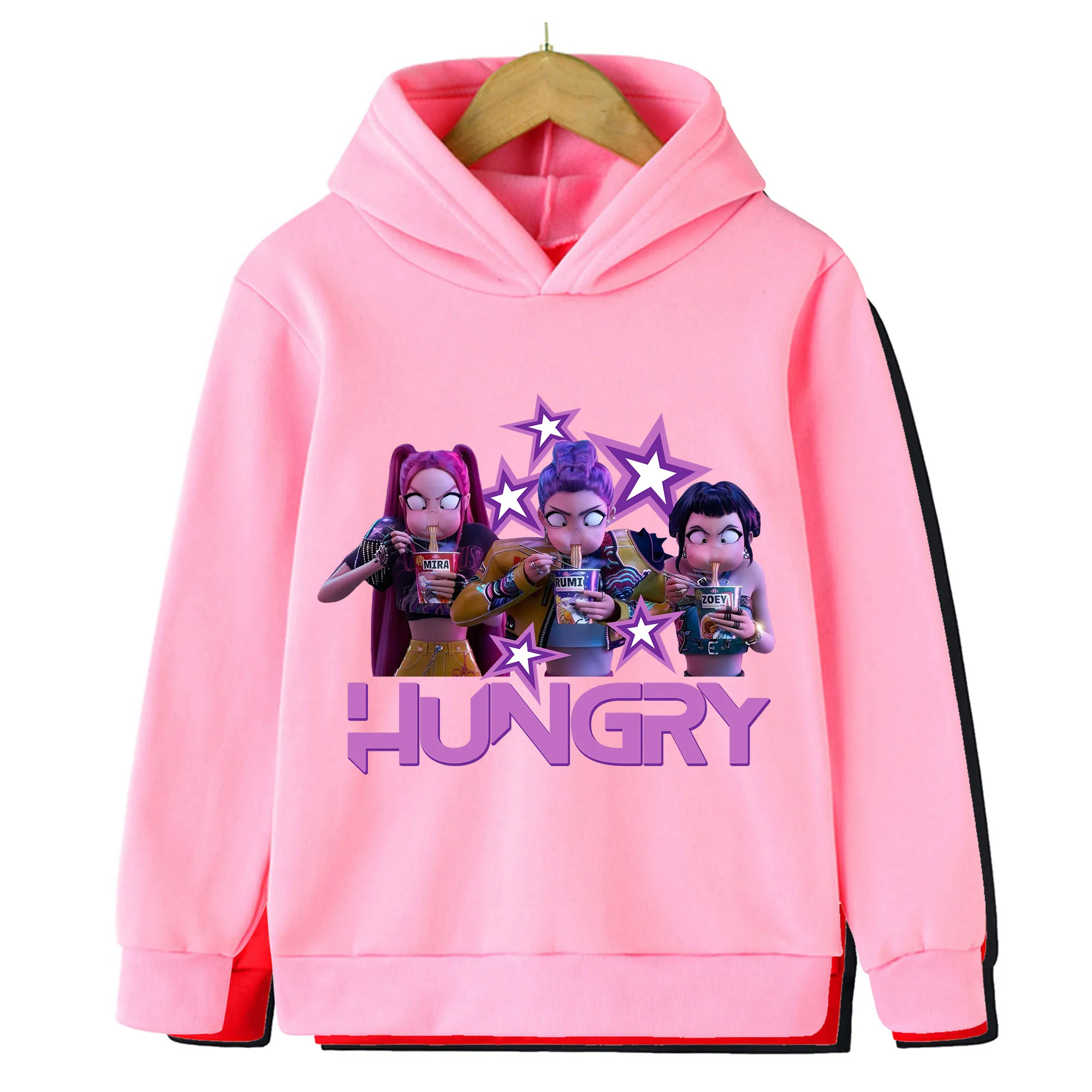 KPop شيطان الصيادين Huntrix هوديي الاطفال مقنعين البلوز طفل الفتيات البلوز هوديس الفتيان موضة ملابس خارجية ملابس الأطفال #6