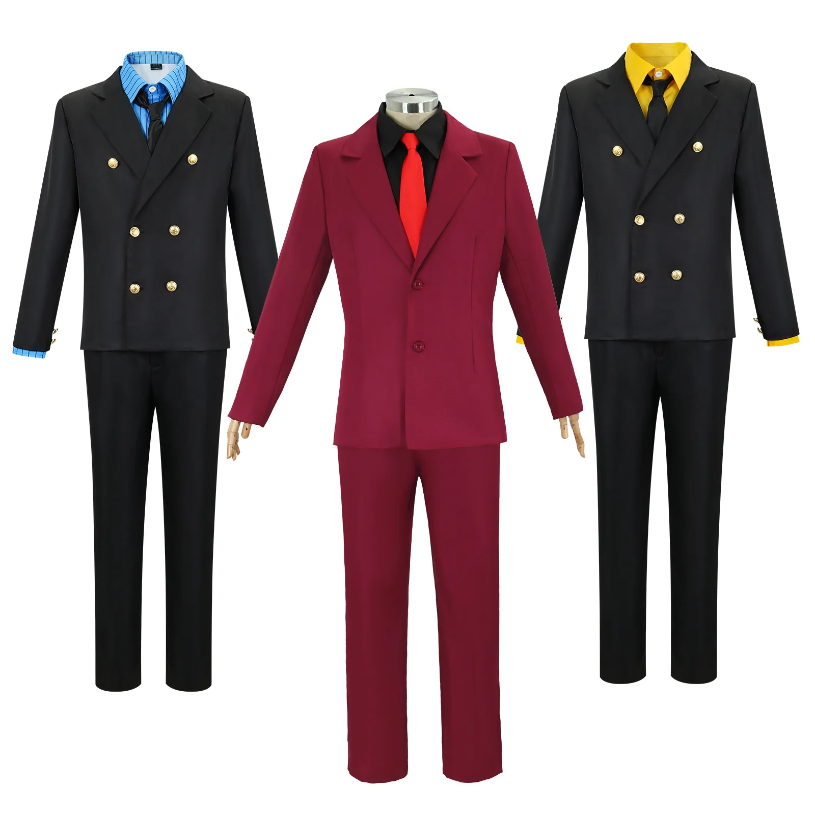 Cosplay-Kostüm: Chibi Sanji Kostüm im Rot-, Gelb- und Blau-Stil, Rollenspiel-Kostüm für Herren, Anime-Film- und TV-Cosplay-Kostüm