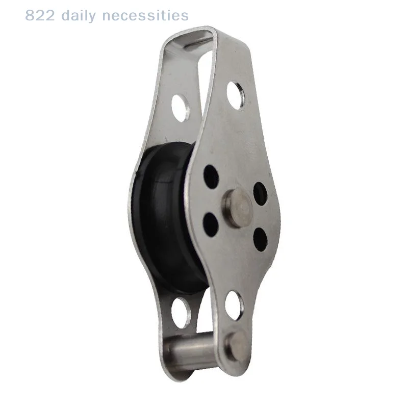 608 Rope Guide Pulley 304/316 Stainless Steel Nylon Sheave Single Lashing Eye Corrosion Resistant for Farm Load Transport