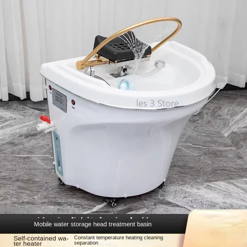 Customized hair salon specific mobile head therapy device, beauty salon grafting shampoo basin with constant temperature