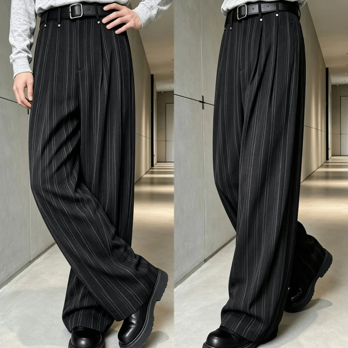 Fashion Striped Straight Fit Pants Casual Men High Waist Loose Fit Office Daily Trousers 1 Piece Customized Casual Party Pant
