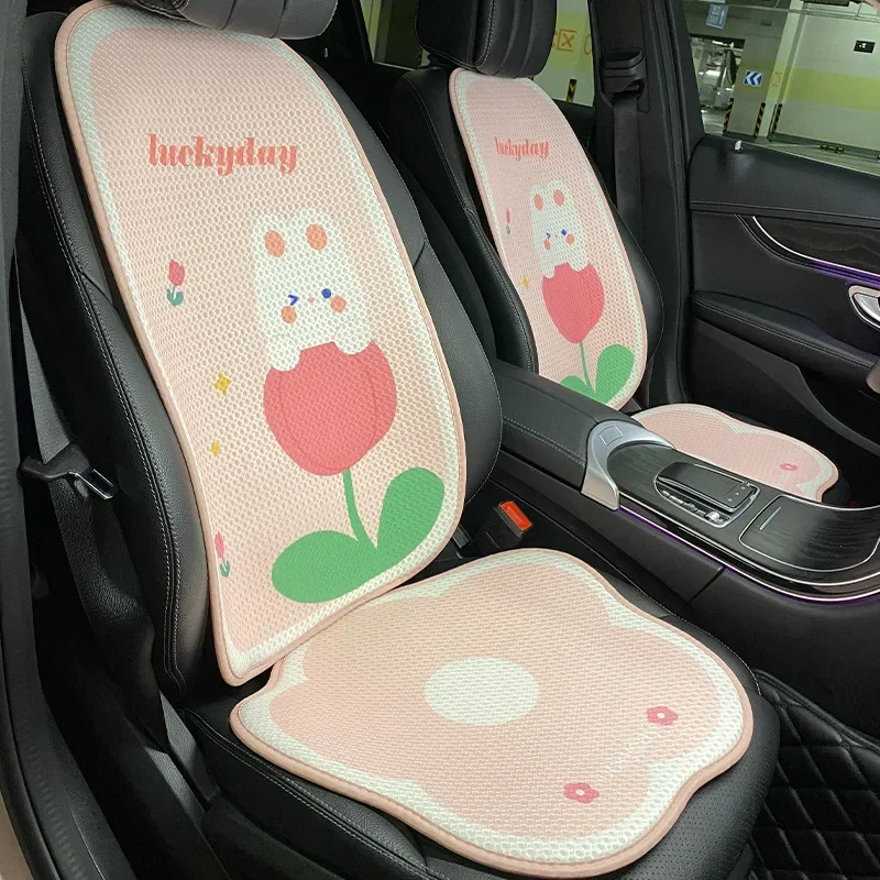 Car seat four seasons general purpose cartoon lovely woman breathable comfortable car interior seat cushion